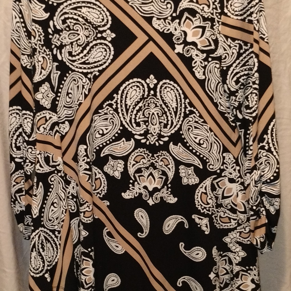 Alfani Black and Tan Paisley Top